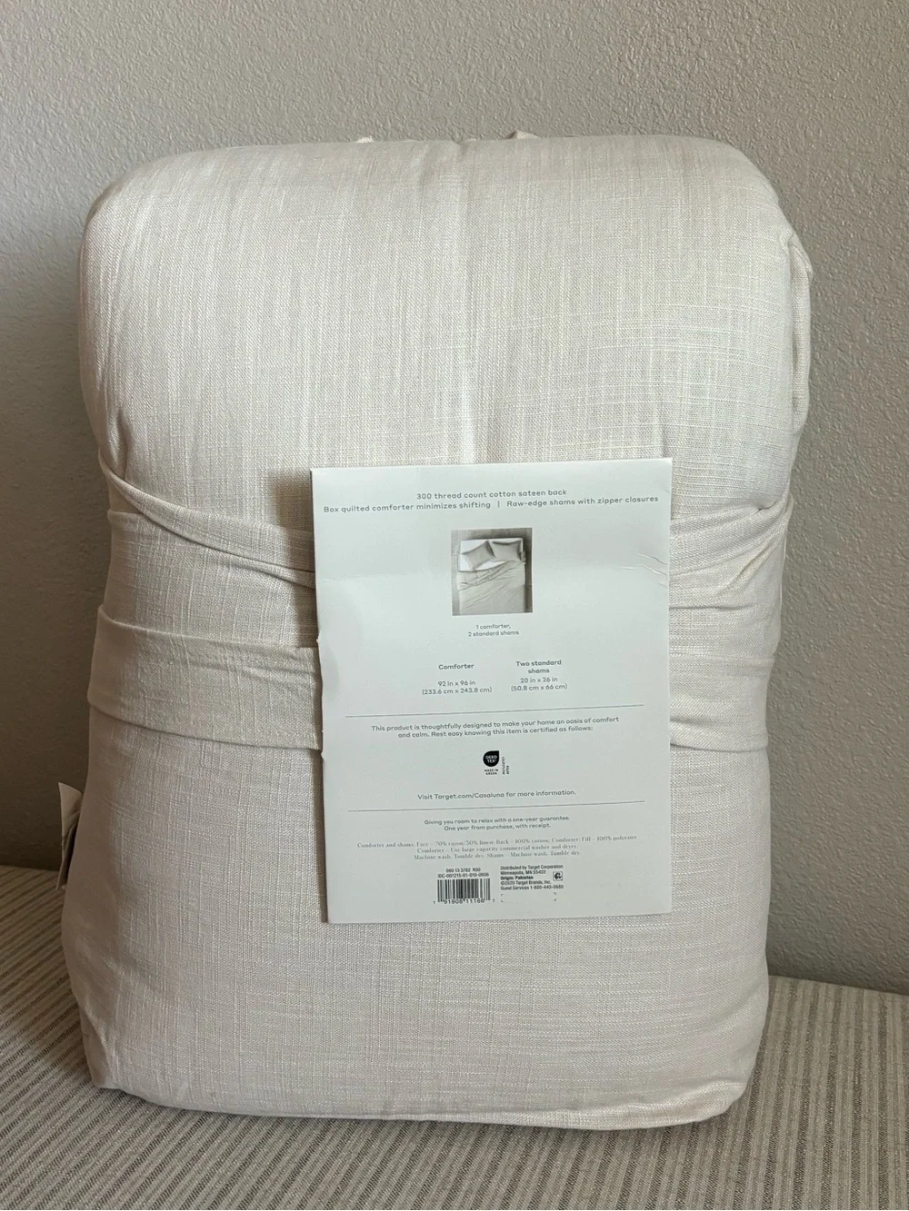 NWT Full/Queen Heavyweight Linen Blend Comforter & Sham Set Natural - Casaluna